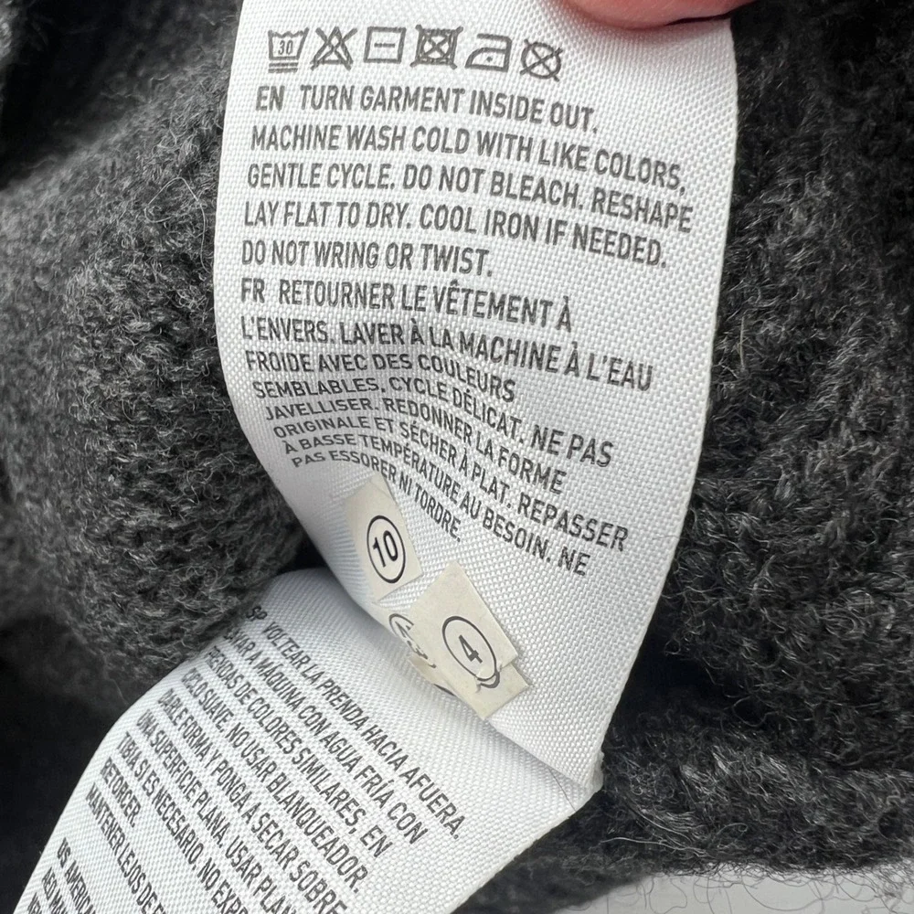 American Eagle Outfitters Men Wool‎ Hoodie Sweater Fair Isle Gray Size M Pockets